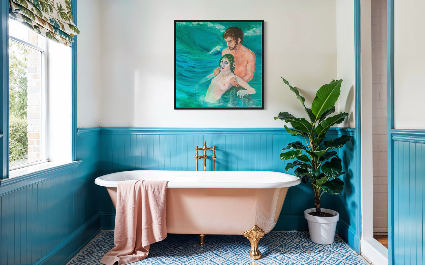 Fantasy Myth and Legend Collection - Poseidon and the little Mermaid - Acrylic on canvas 24 x 30"