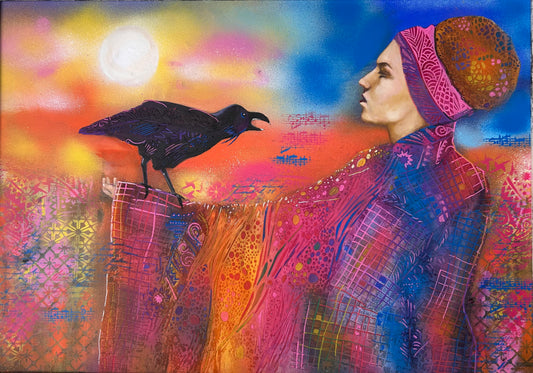 Elemental Collection - Air - The Message - Oil and Acrylic on board A1 - (Currently on loan to Barnsley Civic)