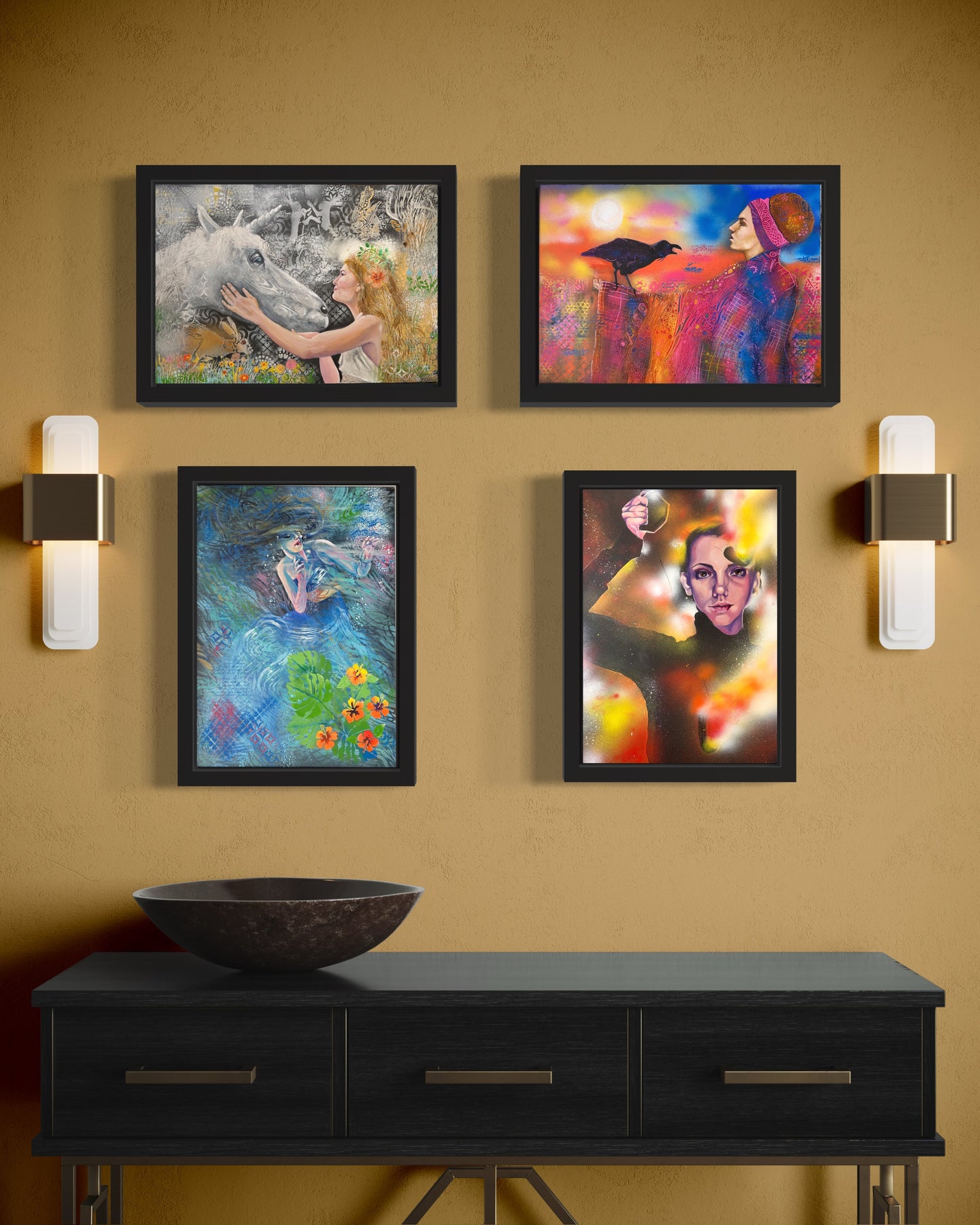 Elemental Collection - Water - Wild Swimming - Oil and acrylic on board - 24 x30"